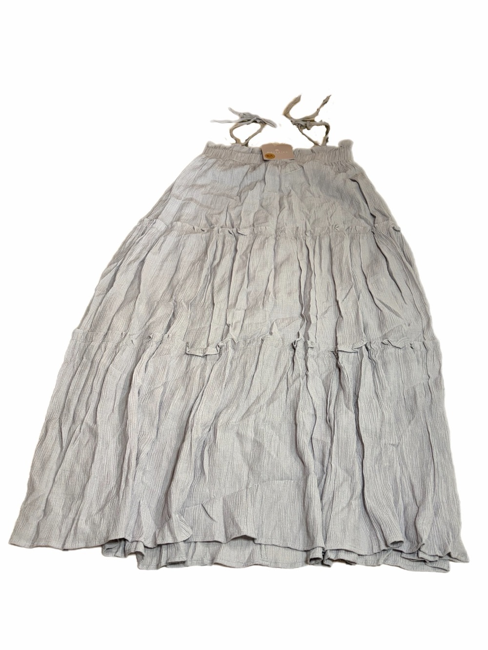 NWT Vada Winter x Maverick Tiered Smocked Boho Maxi Dress (Grey/Mauve) S - Picture 2 of 9